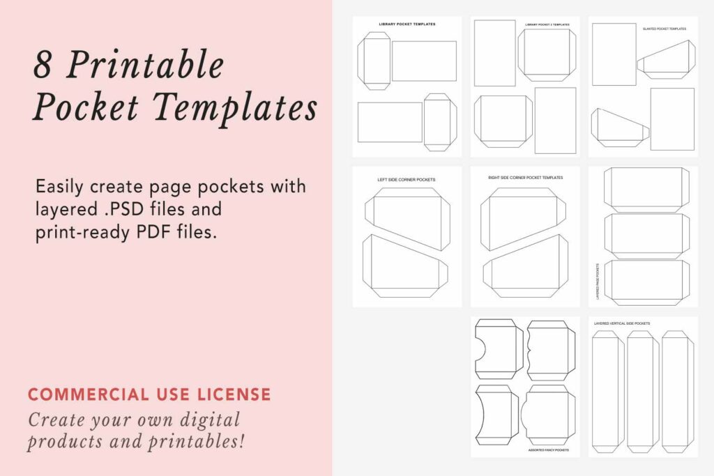Junk Journal Pocket Templates