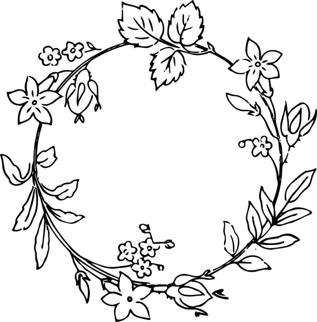 Rs Vintage Floral Wreath Line Art 2