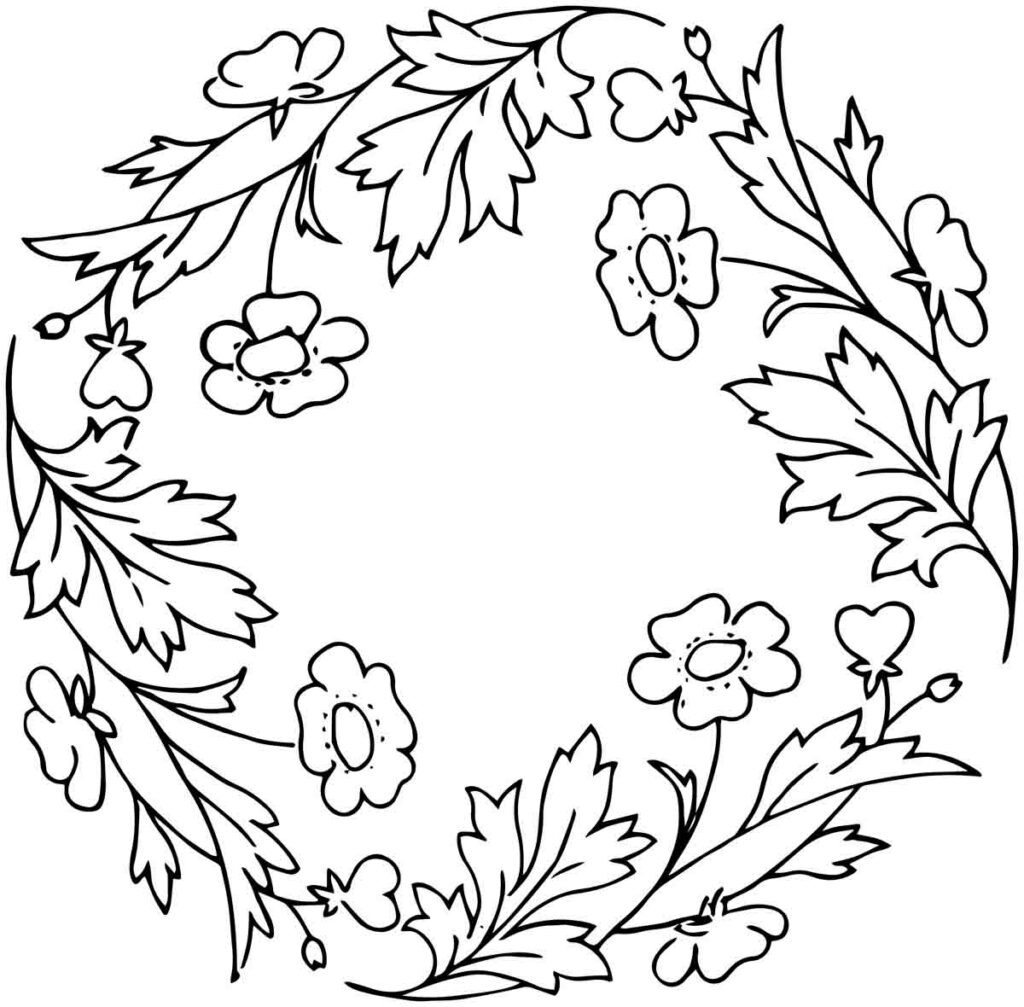 Rs Vintage Floral Wreath Line Art 3