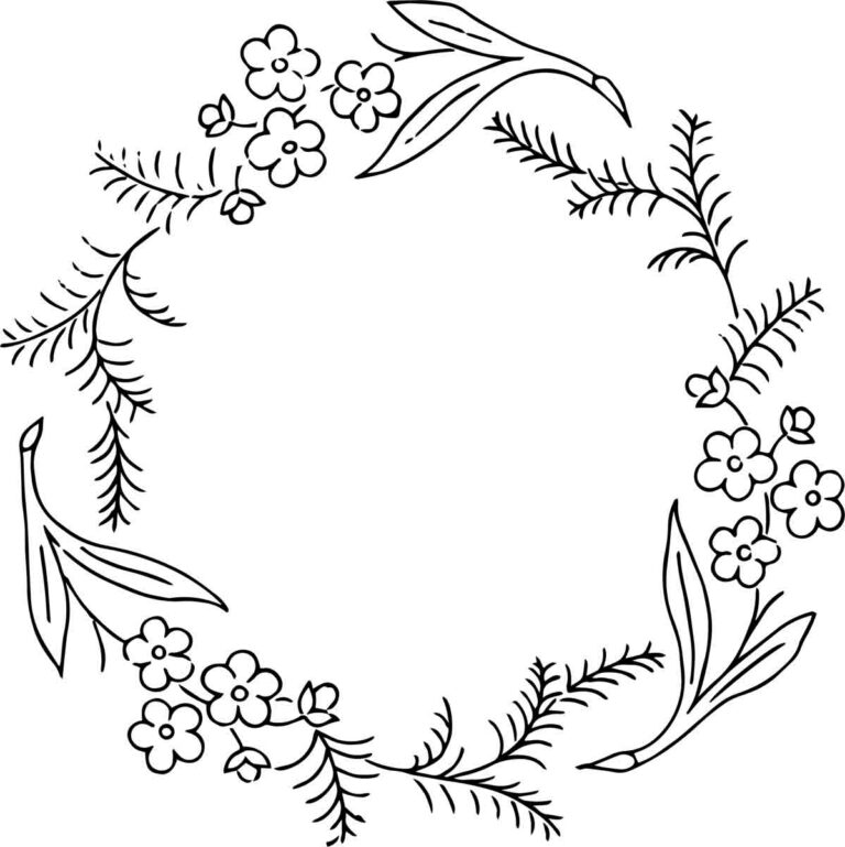 Rs Vintage Floral Wreath Line Art 5