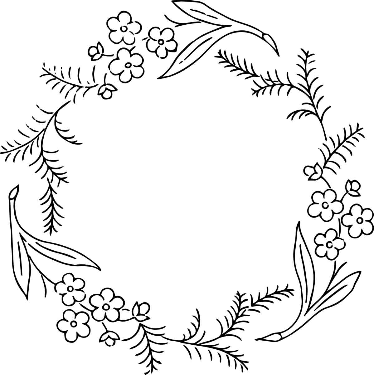 Rs Vintage Floral Wreath Line Art 5