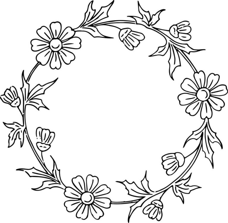 Rs Vintage Floral Wreath Line Art 6