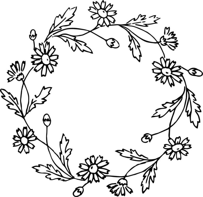 Rs Vintage Floral Wreath Line Art 7