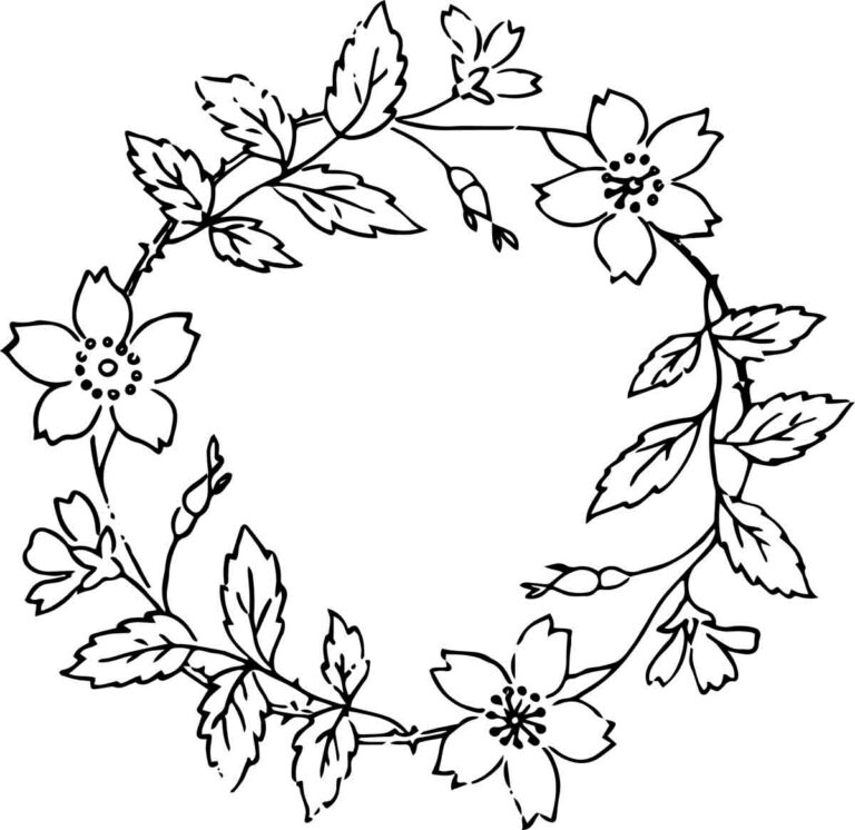 Rs Vintage Floral Wreath Line Art 8