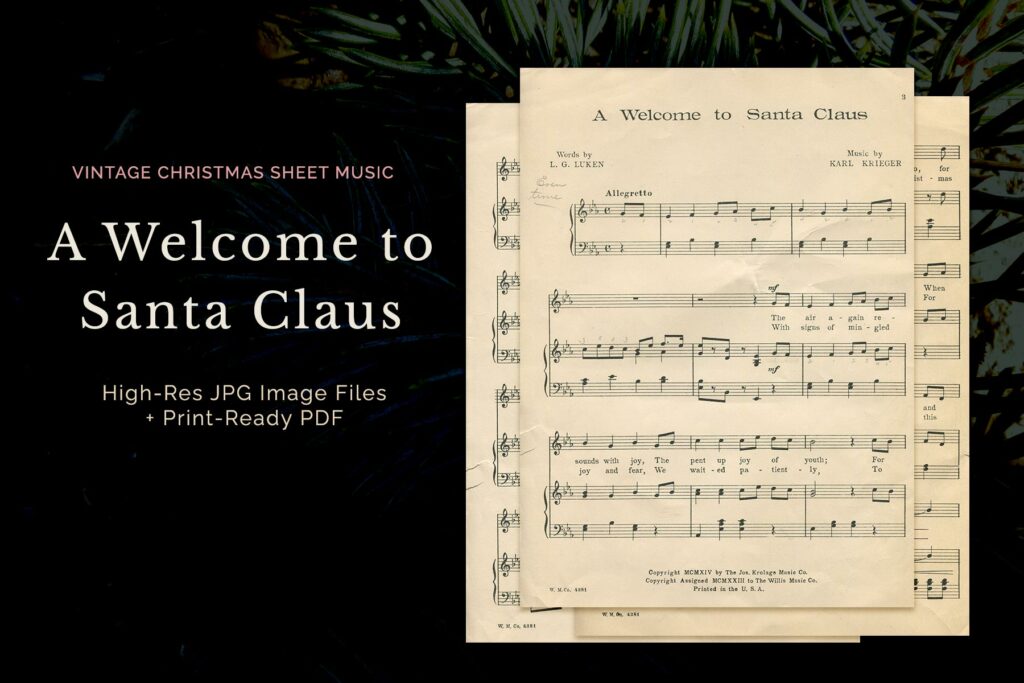 Welcome To Santa Vintage Sheet Music Web Preview
