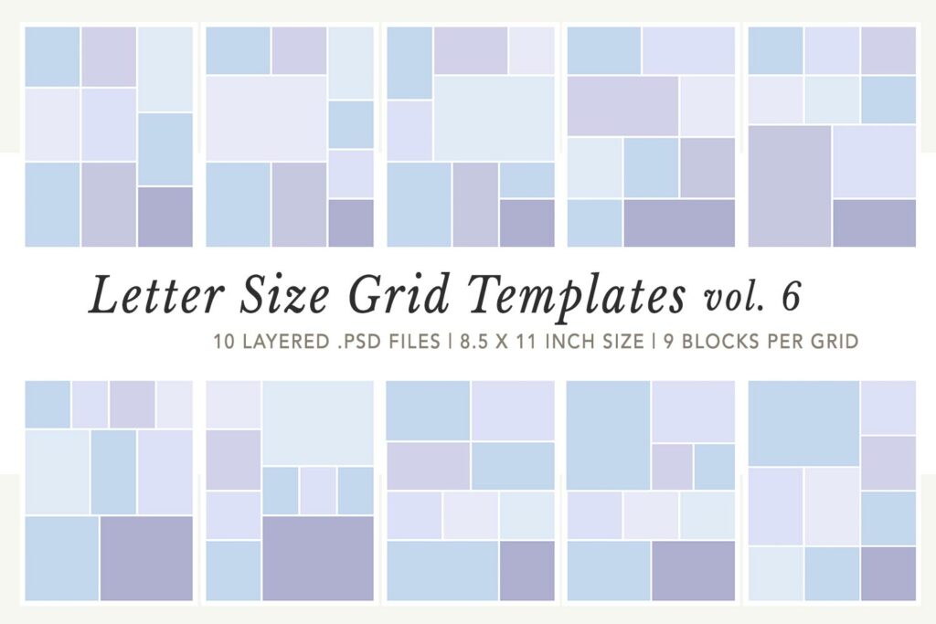 9 Block Collage Grid Lettersize Template Grids Vol6
