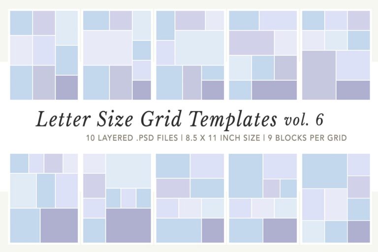 9 Block Collage Grid Lettersize Template Grids Vol6