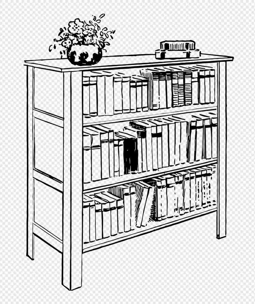 Bookshelf Lineart Illustration Preview