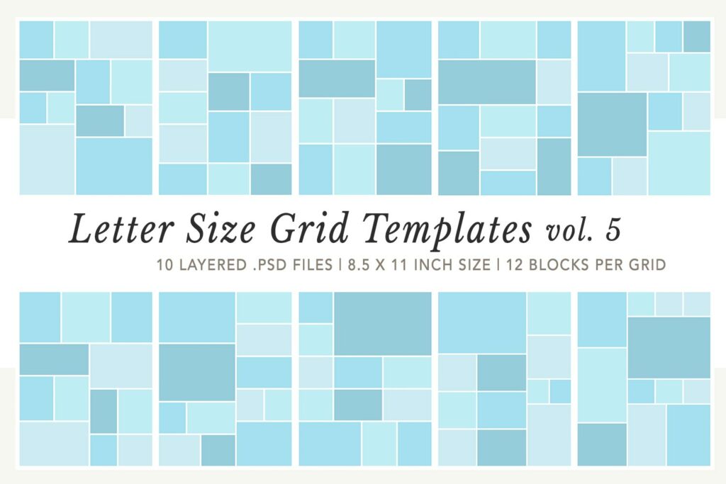 Collage Template Grids Letter Size Vol5 12 Blocks
