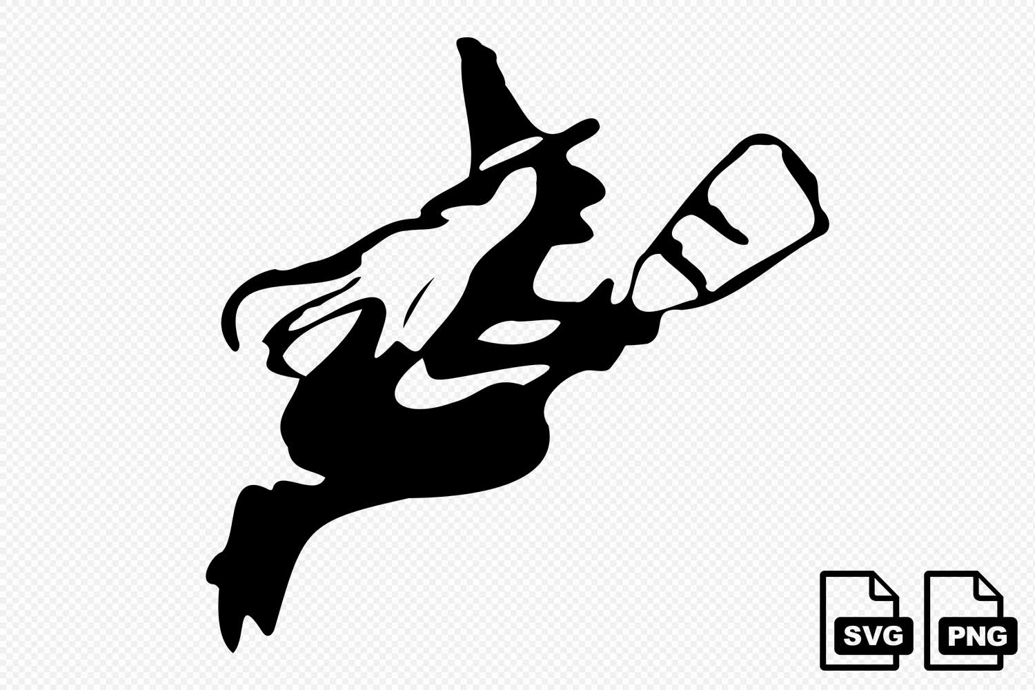 Witch Flying On Broomstick Silhouette Svg Preview