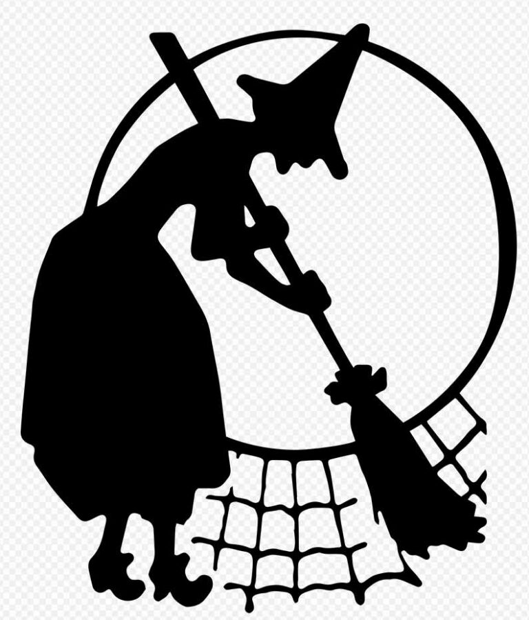 Witch Sweeping Cobwebs Svg Preview