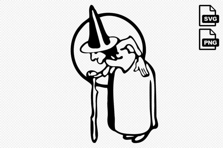 Witch With Cane Silhouette Svg Preview
