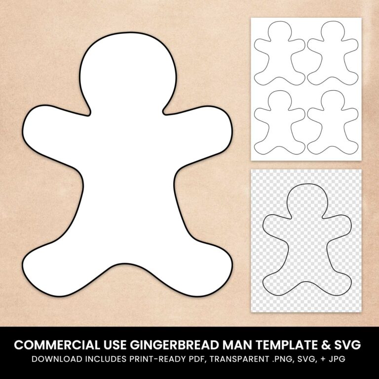 Gingerbread Man Svg Shape Template Commercial Use