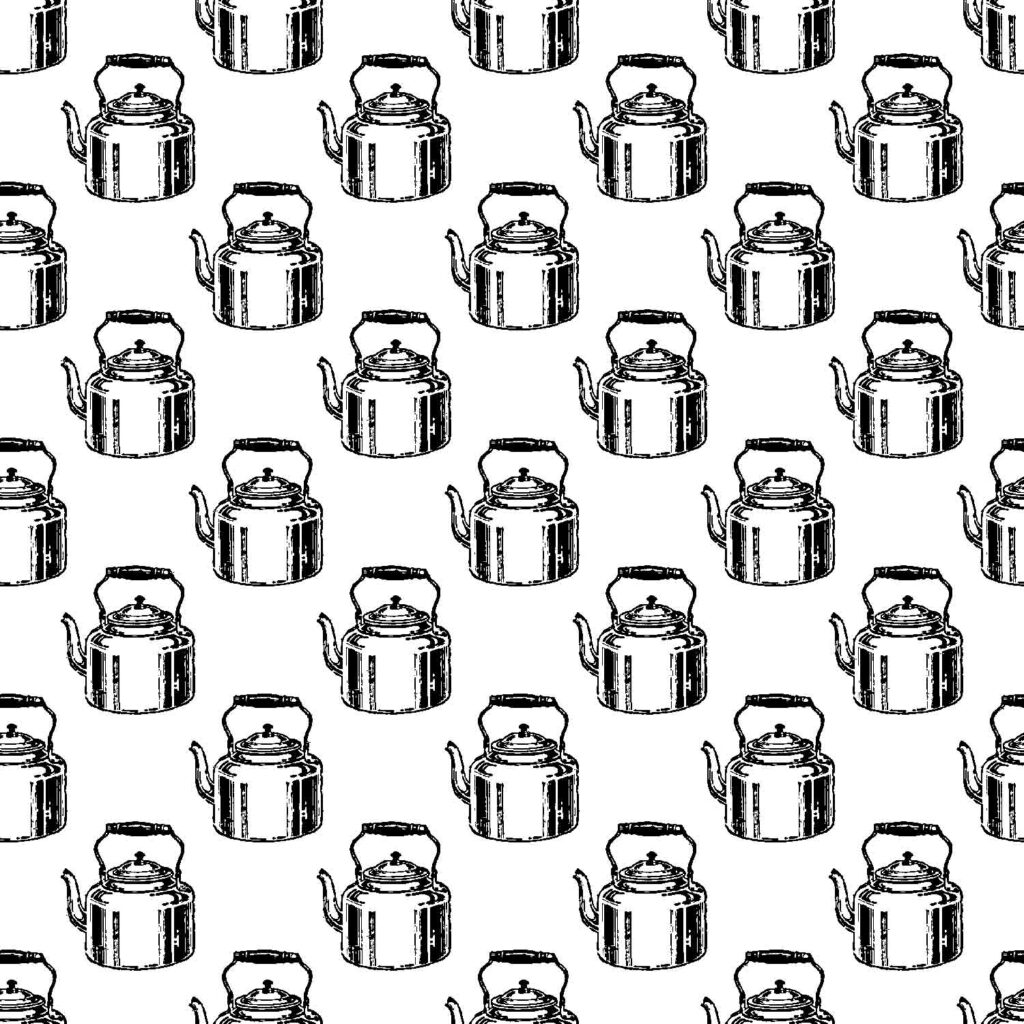 Vintage Teapot Transparent Overlay Pattern