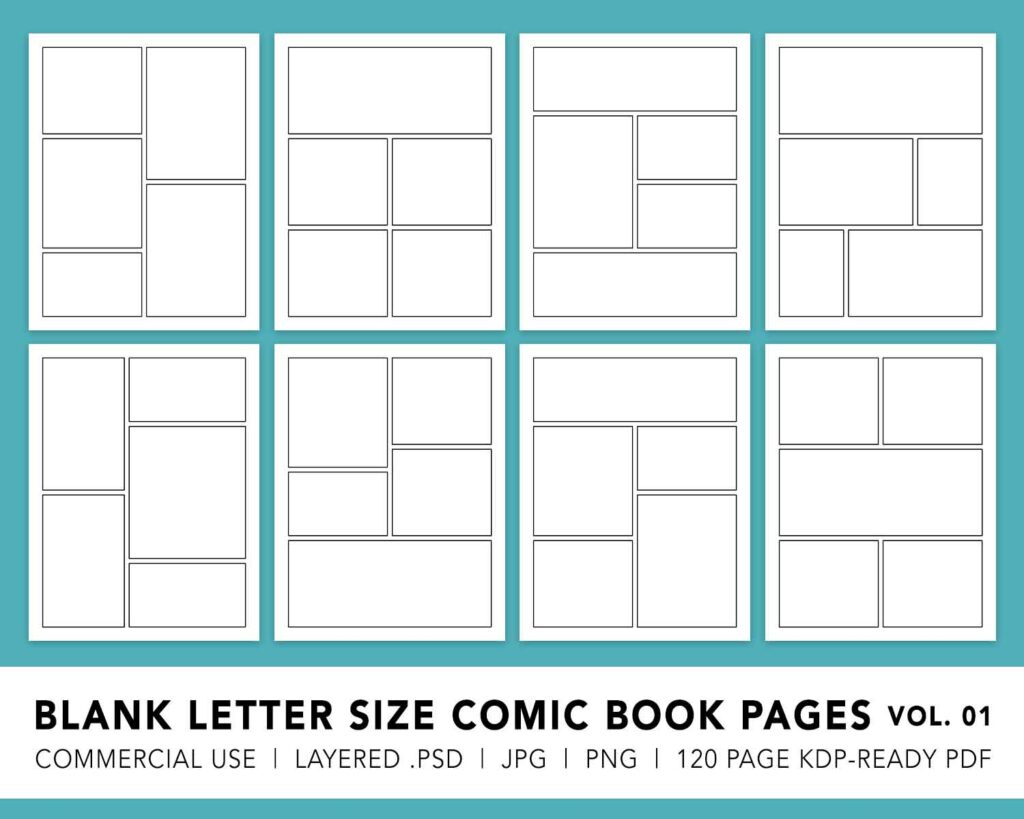 Blank Comic Pages Letter Size Vol01