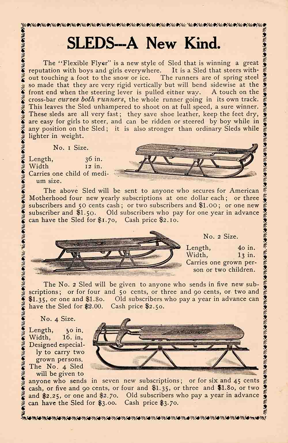 Vintage Sleds Advertisement Ephemera W9