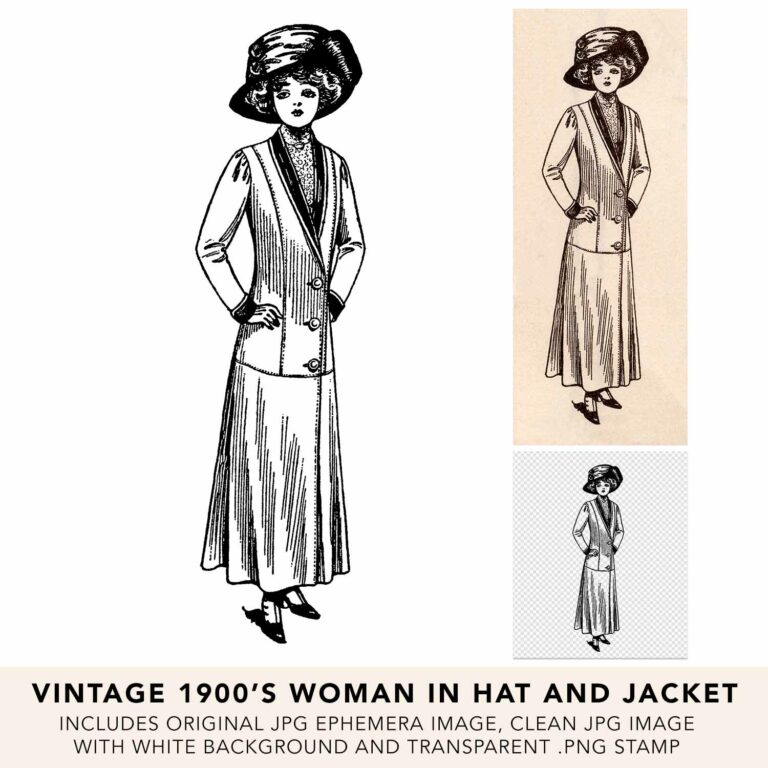 Vintage Woman In Hat Jacket Ephemera