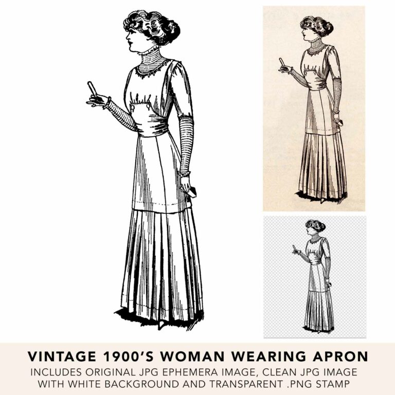 Vintage Woman Wearing Apron Illustration