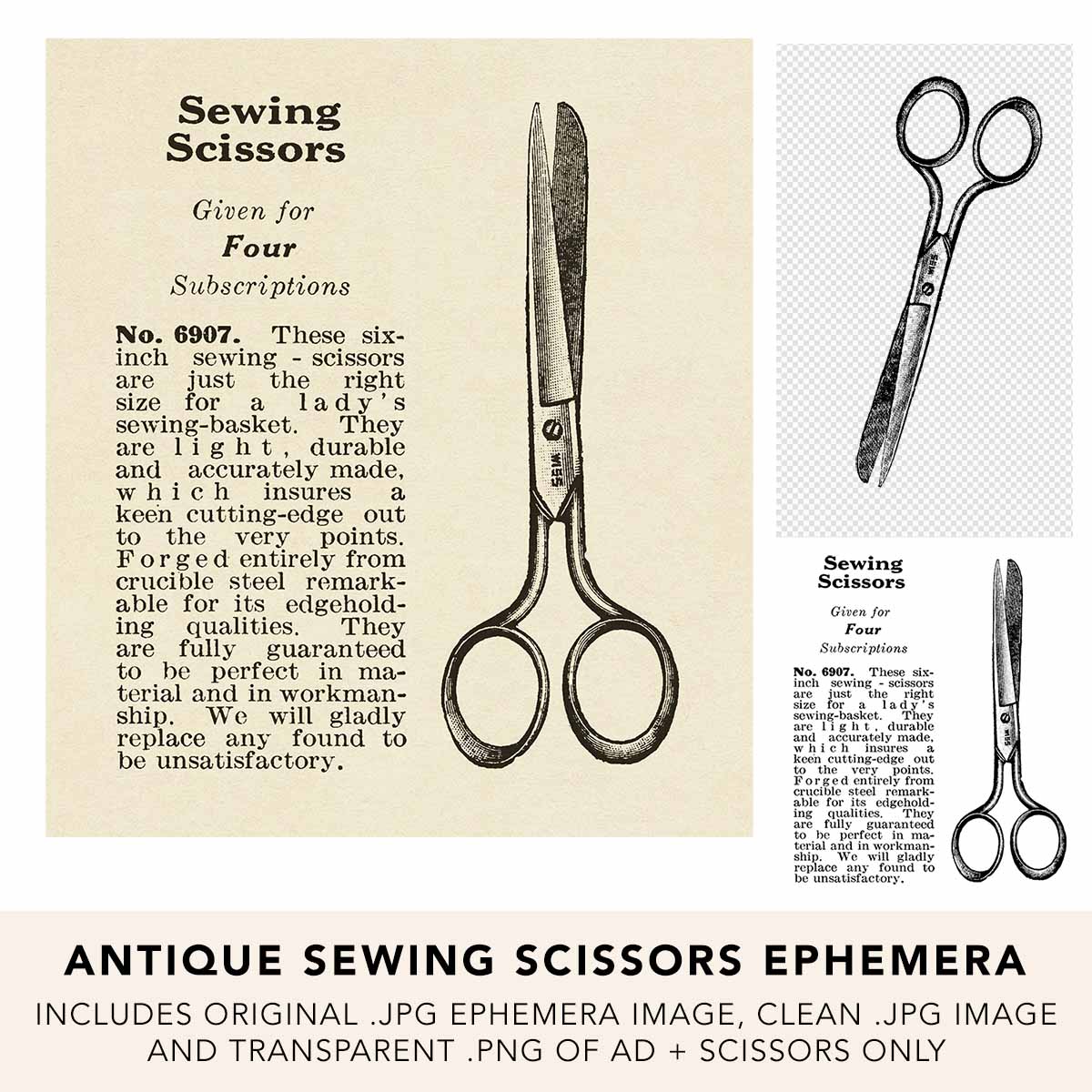 Antique Sewing Scissors Ephemera Graphics Ad Web Preview