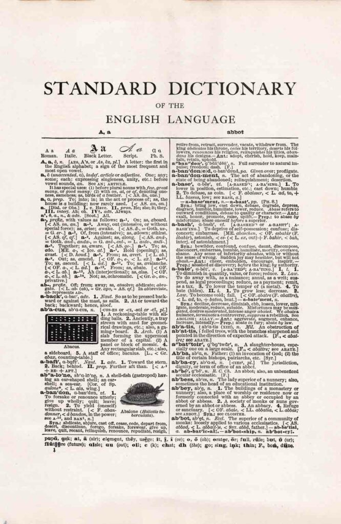 Vintage Dictionary Page 1 Letter A - web size