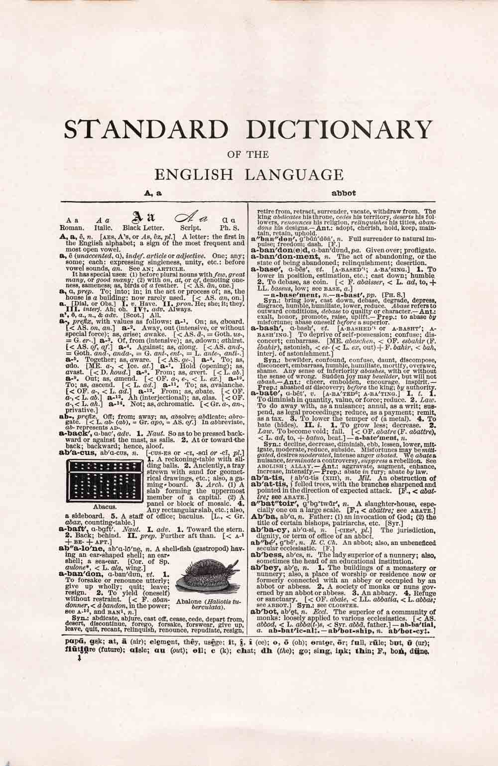 Vintage Dictionary Page 1 Letter A - web size