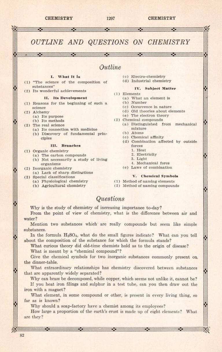 Outline Chemistry Questions Web