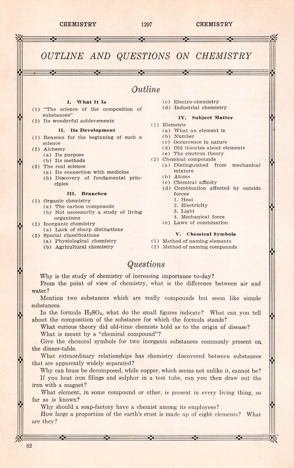 Outline Chemistry Questions Web