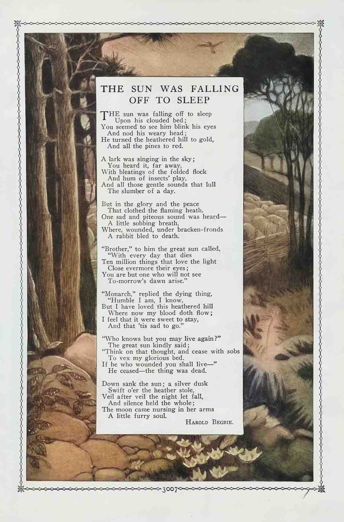 The Sun Was Falling Off To Sleep Poem Web