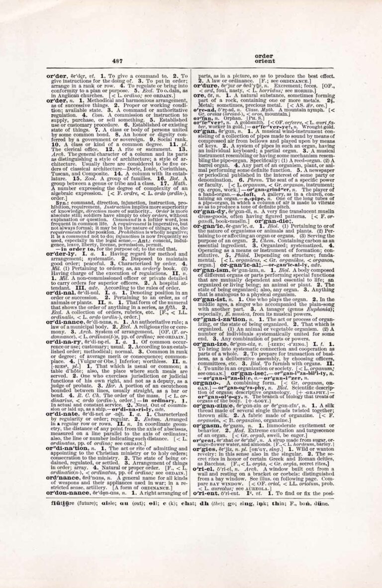Vintage Dictionary Page Letter O, Page 487