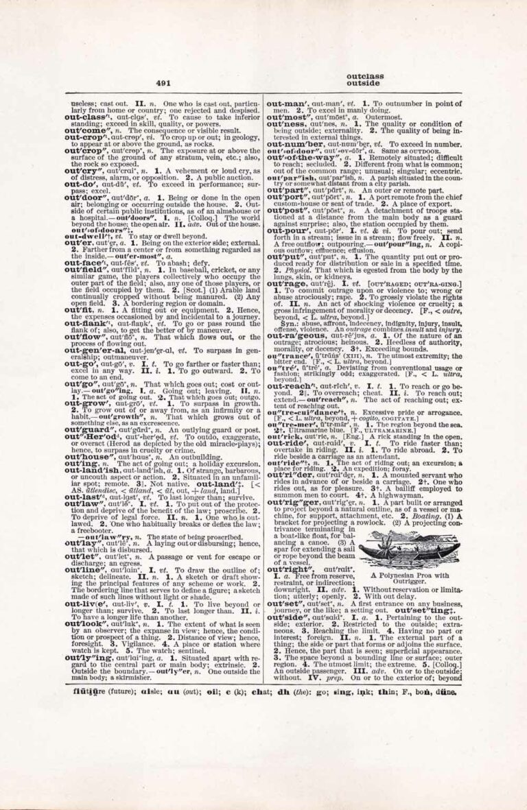 Vintage Dictionary Page Letter O, Page 491